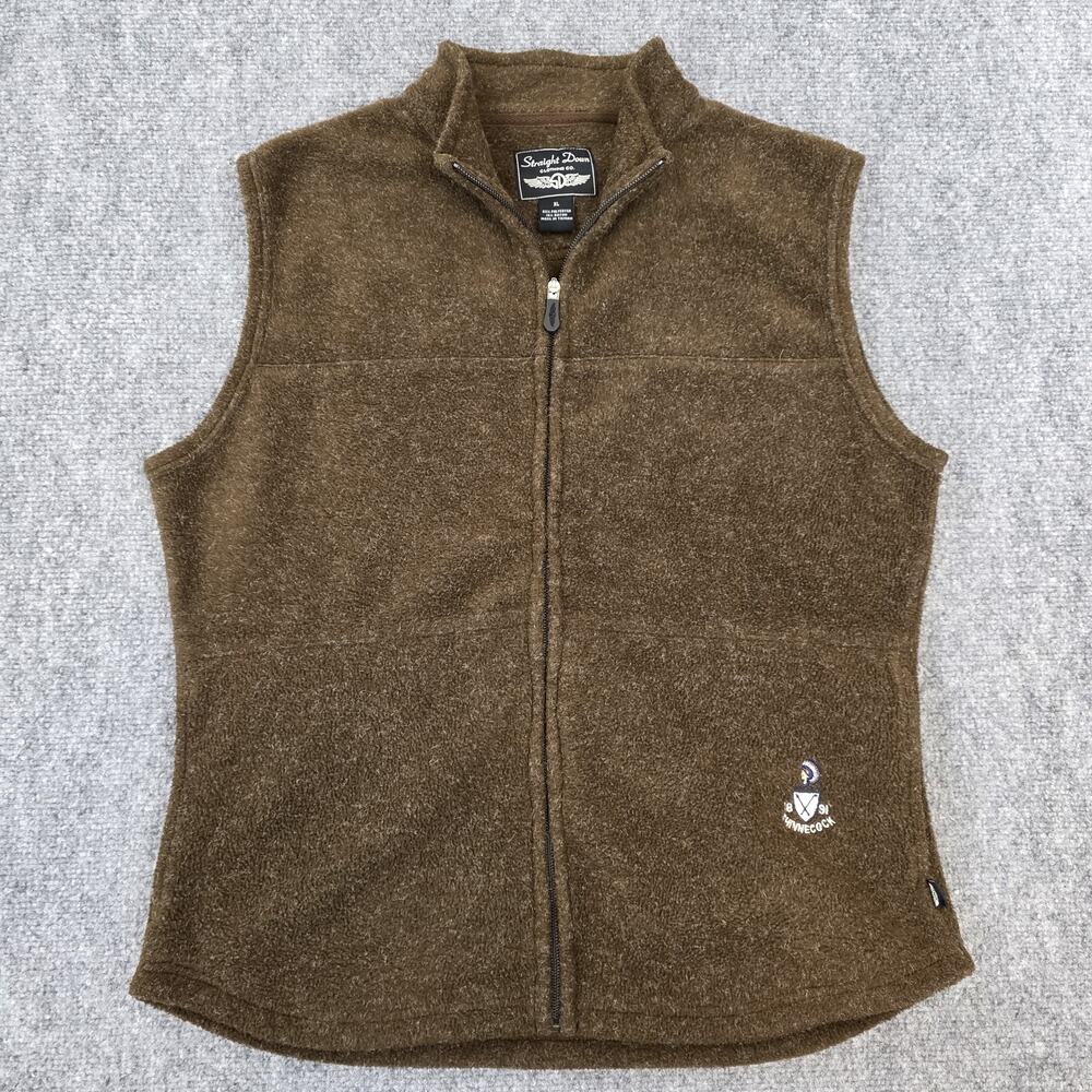 Straight Down Vest Womens XL Brown Fleece Shinnecock Golf 1891 Full Zip Pockets